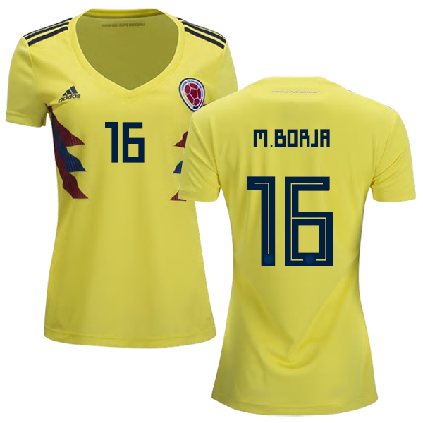 Women's Colombia #16 M.Borja Home Soccer Country Jersey - Click Image to Close